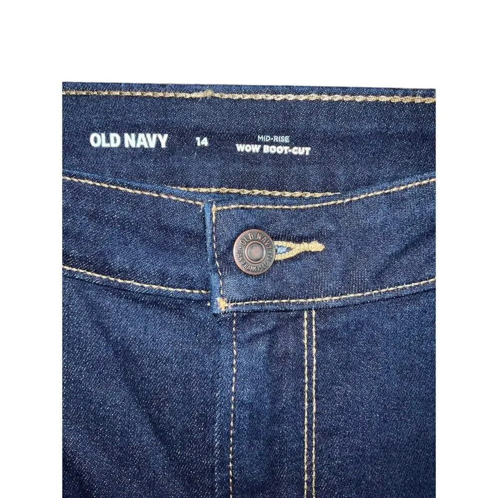 Old Navy Dark Wash Blue Mid-Rise Wow Boot Cut Denim Jeans Size 14